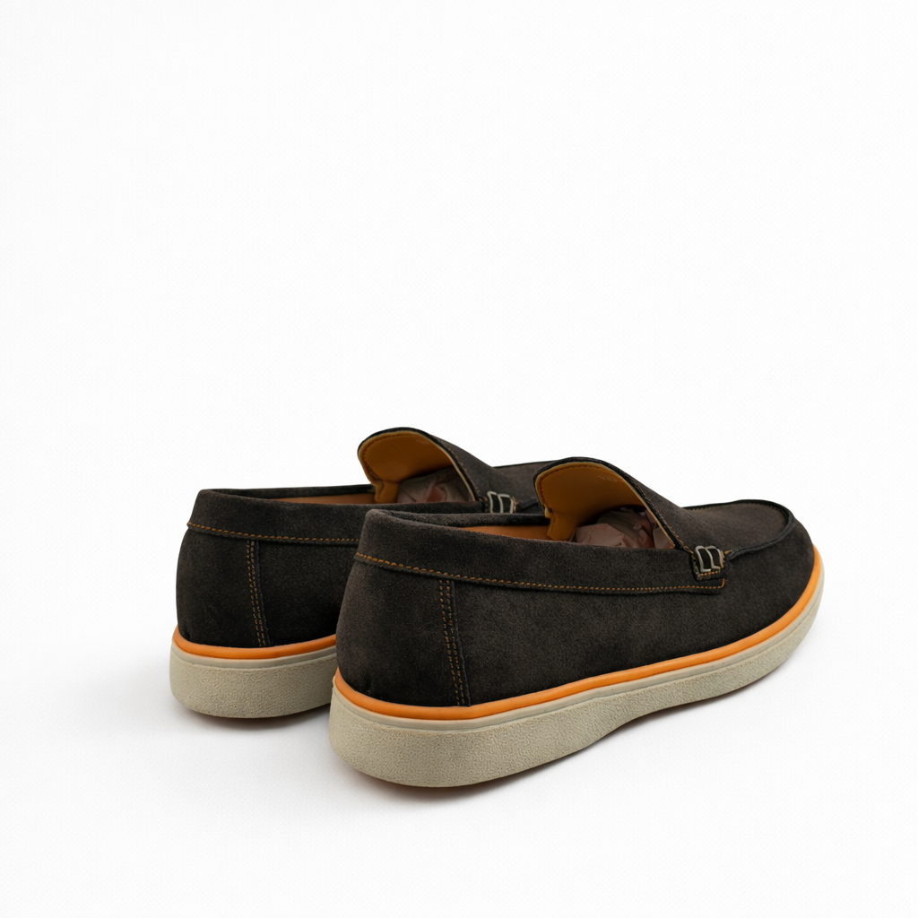 0112 Mocassins Homme en cuir daim marron