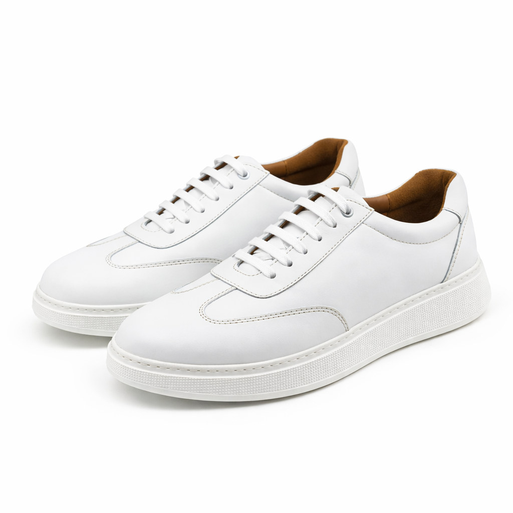 0901 Chaussure Sneaker Homme en cuir blanc