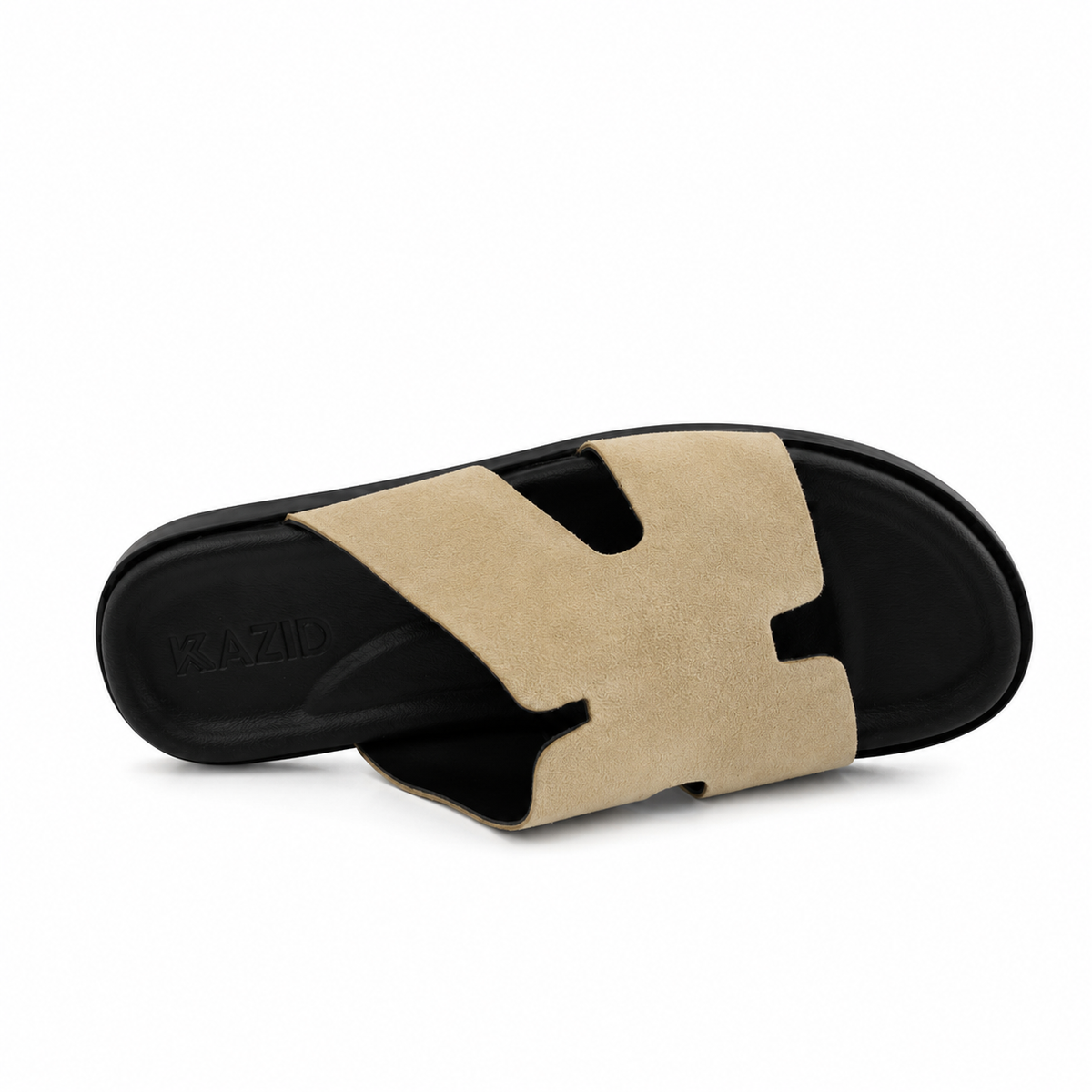 027 sandale confort en cuir homme daim beige