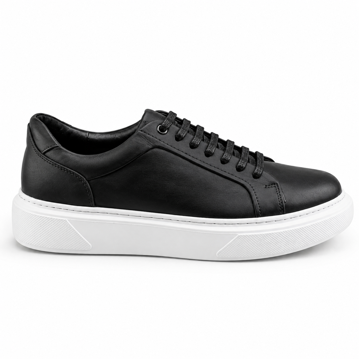 Sneaker Homme en Cuir Noir et Blanc 0224 | Lemusc.ma