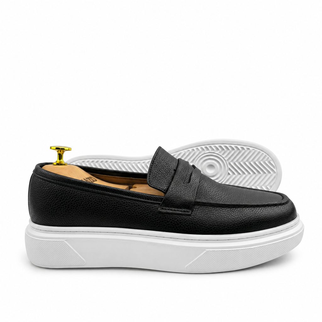 054 chaussure homme confort en cuir noir/bc