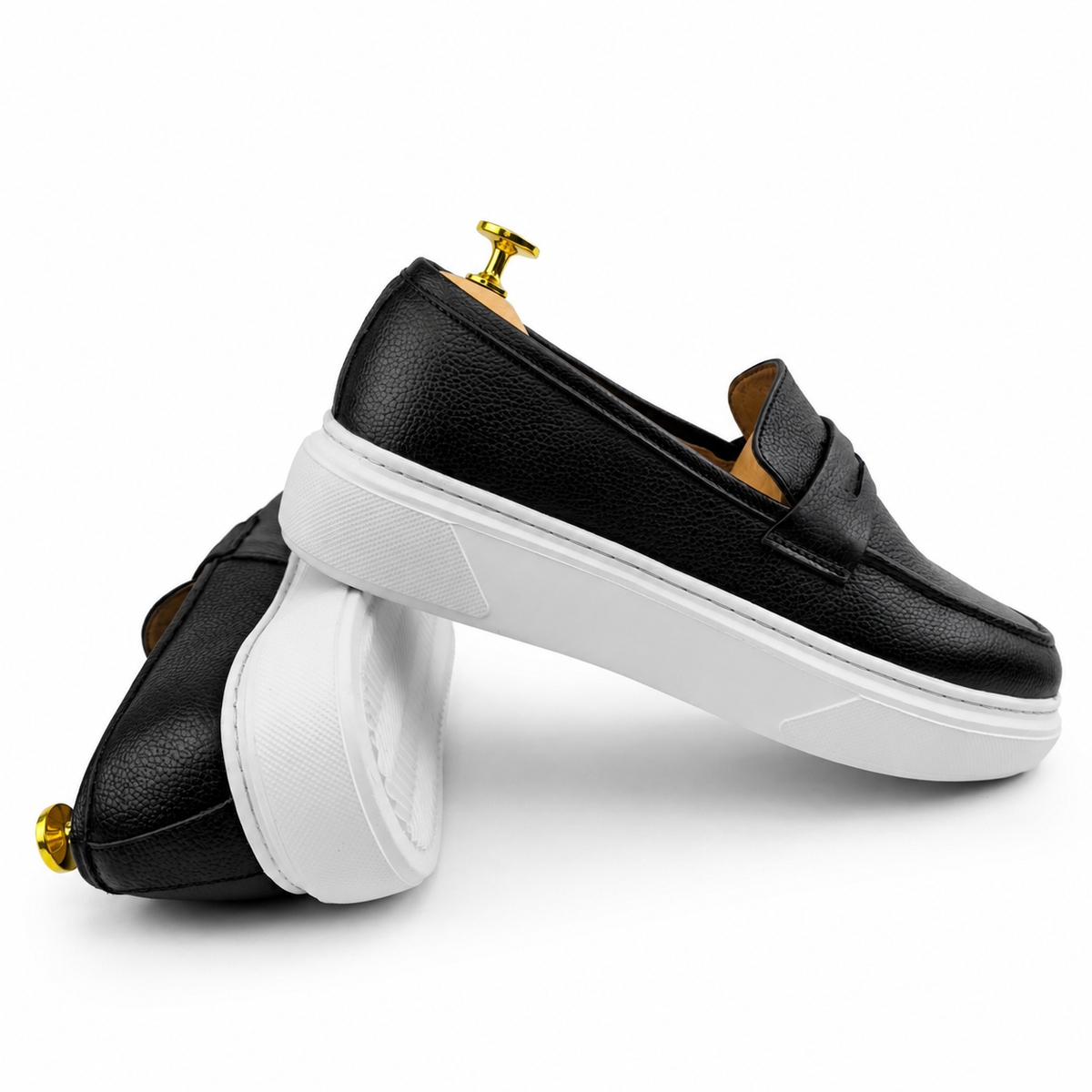 054 chaussure homme confort en cuir noir/bc