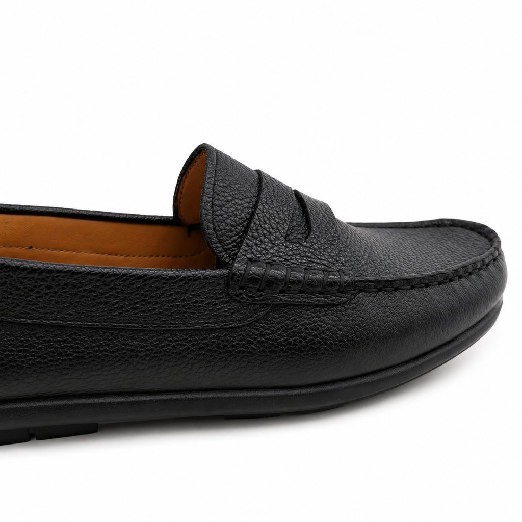 046 Chaussures Homme Mocassins sports en cuir noir