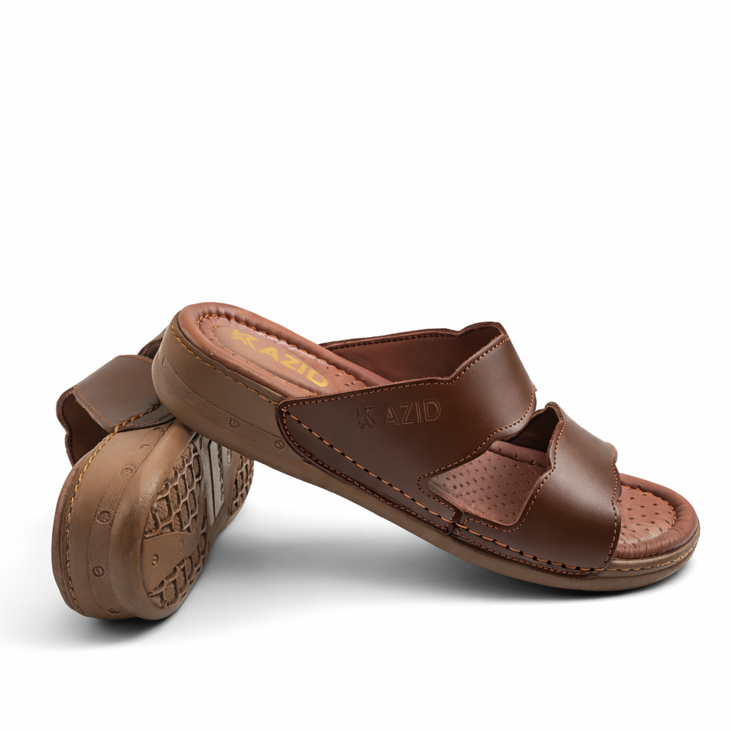 047 sandale médical en cuir femme marron tabac