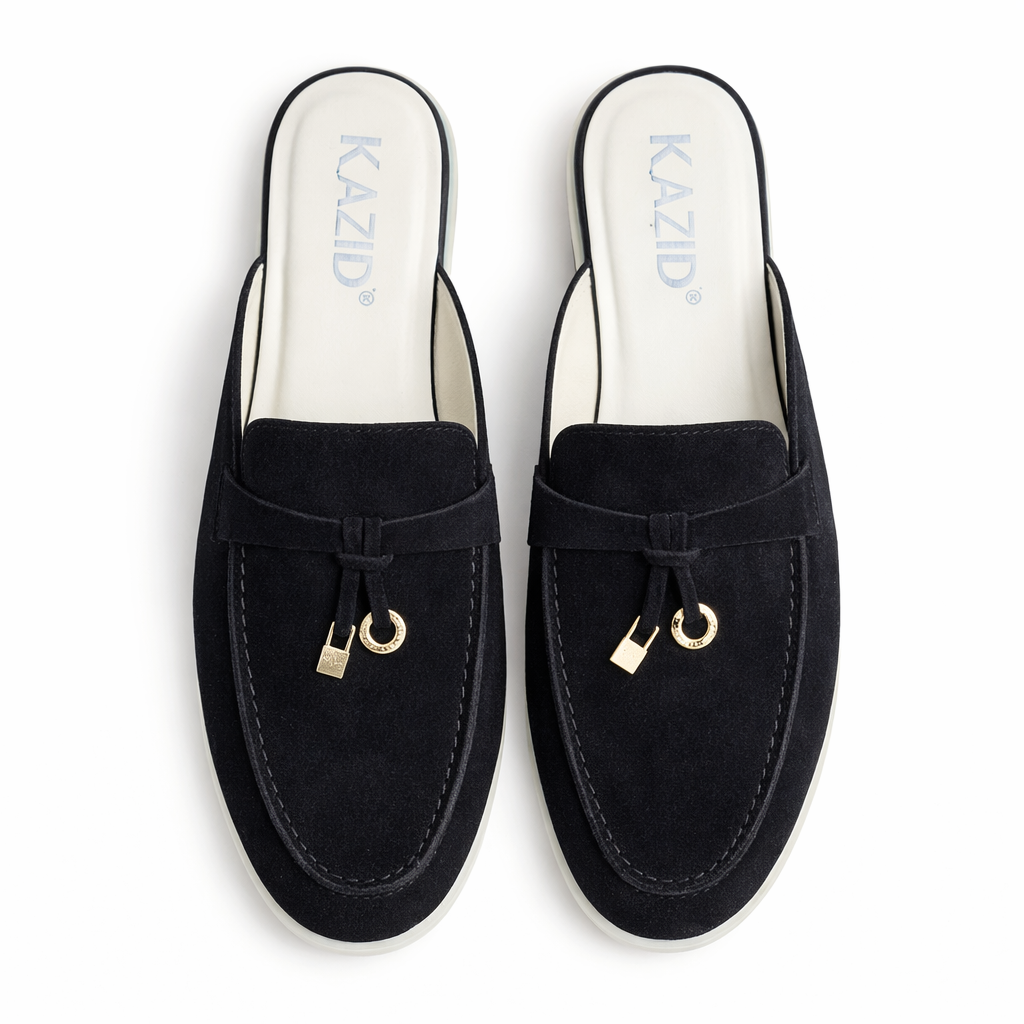 0119 mule Femme en cuir daim noir