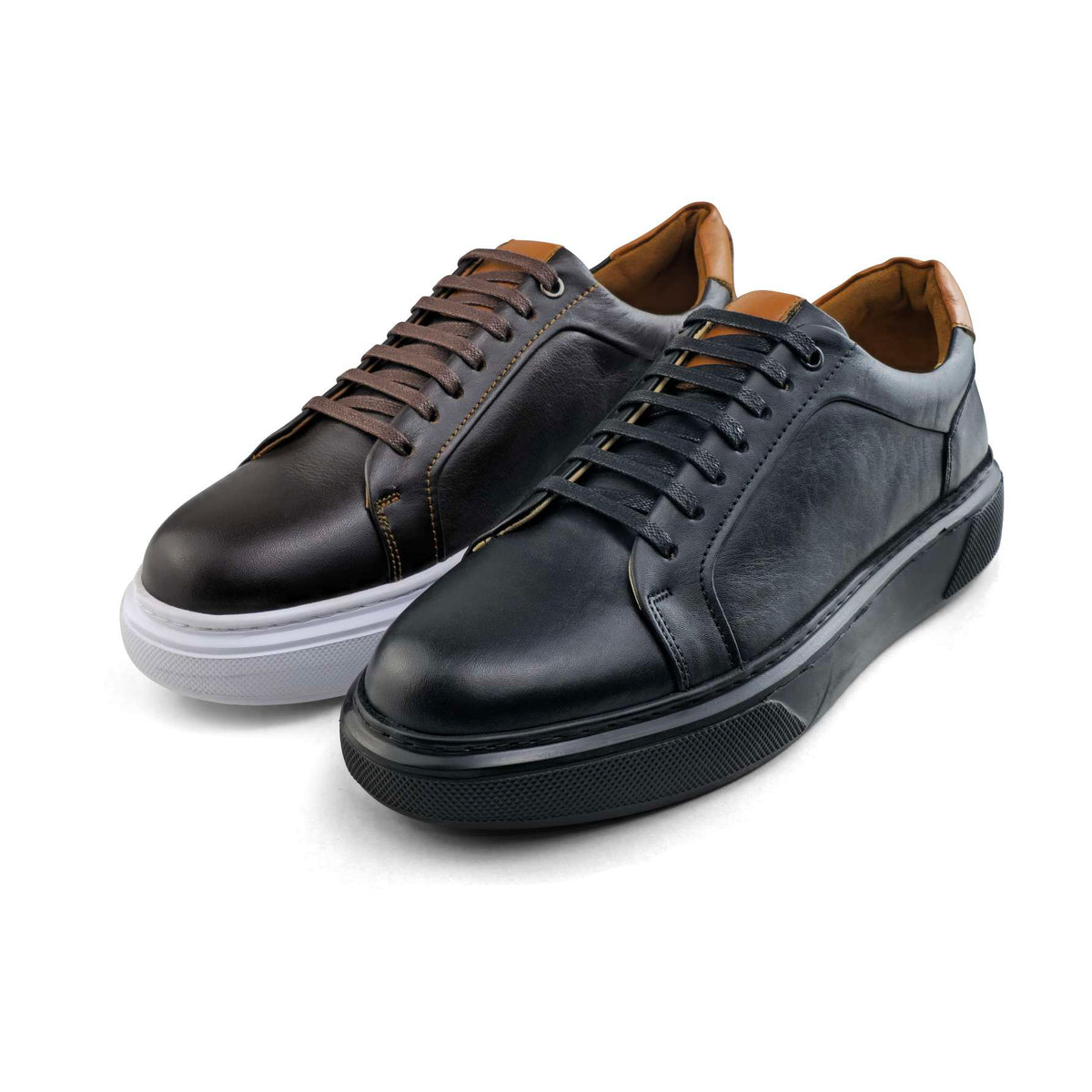 038 Chaussure Sneaker Homme en cuir marron