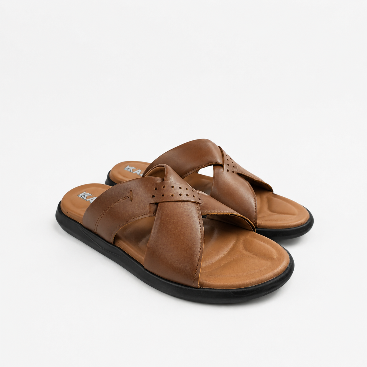 050 sandale confort en cuir homme marron tabac