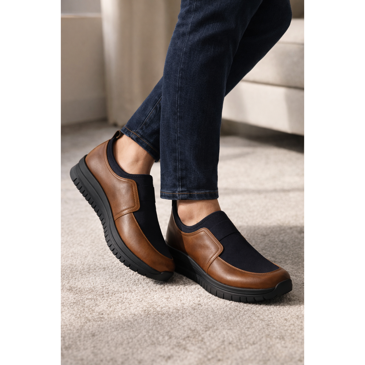 Sneaker Femme en Cuir Tabac 0622 | Lemusc.ma