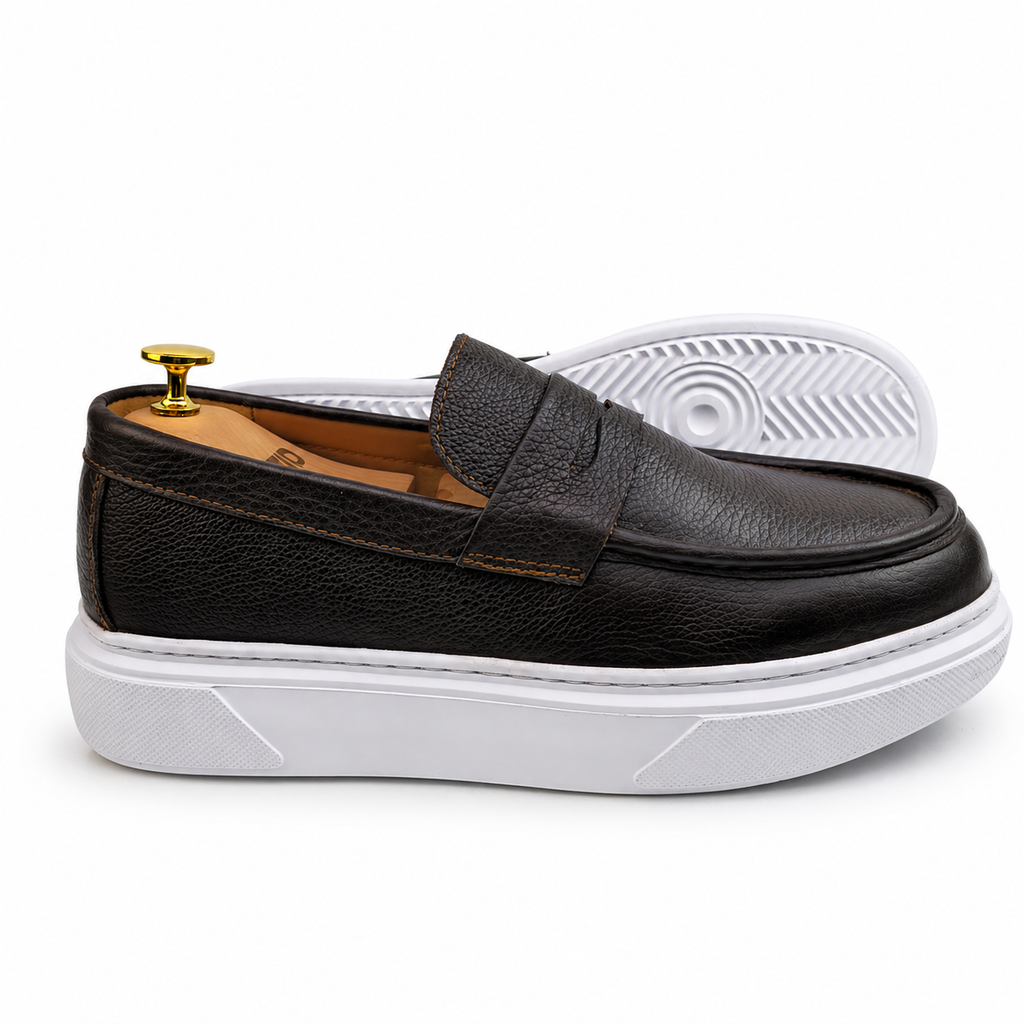 054 Chaussures Homme Mocassins sports en cuir  marron