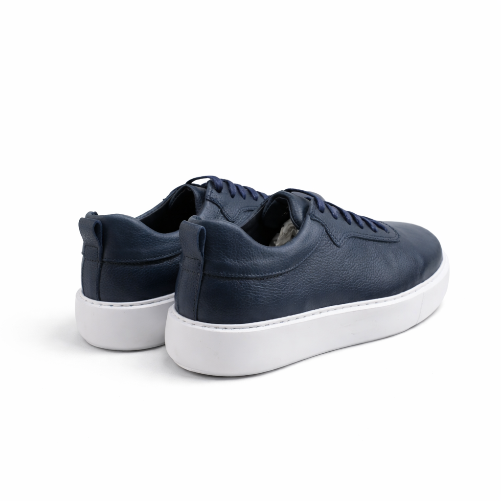0902 Chaussure Sneaker Homme en cuir bleumarin