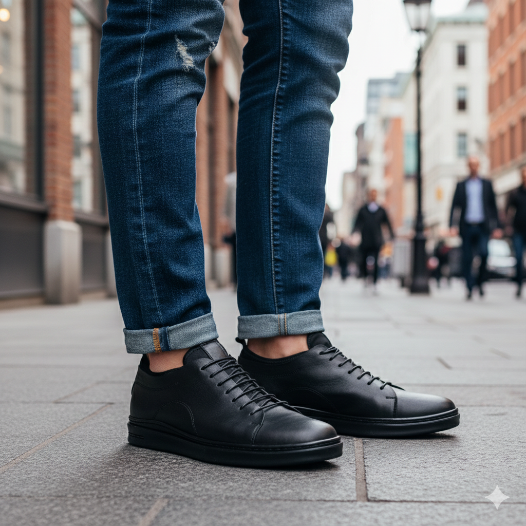 0171 Chaussure Sneaker Homme en cuir  noir