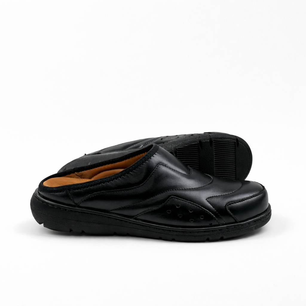 0201 SABOT homme EN CUIR MEDICAL NOIR