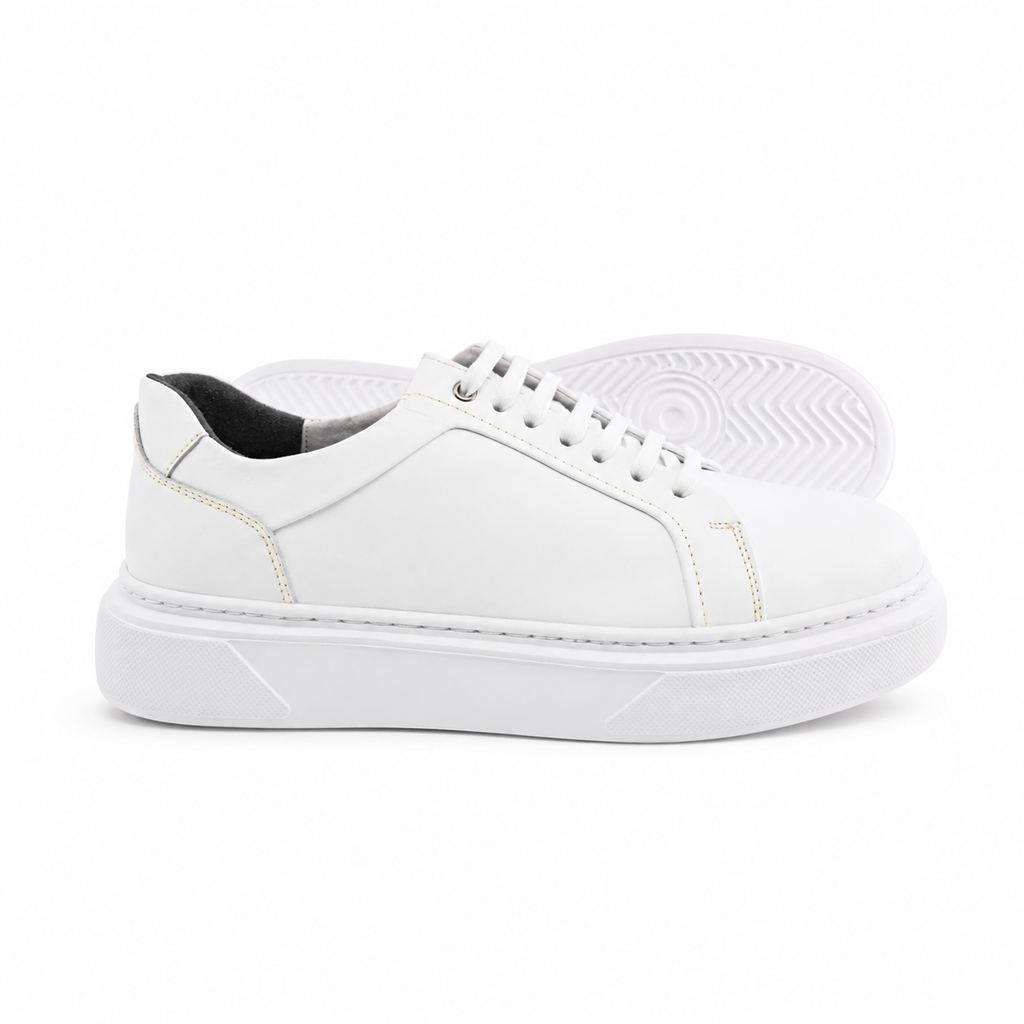 0224 Chaussure Sneaker Homme en cuir  blanc