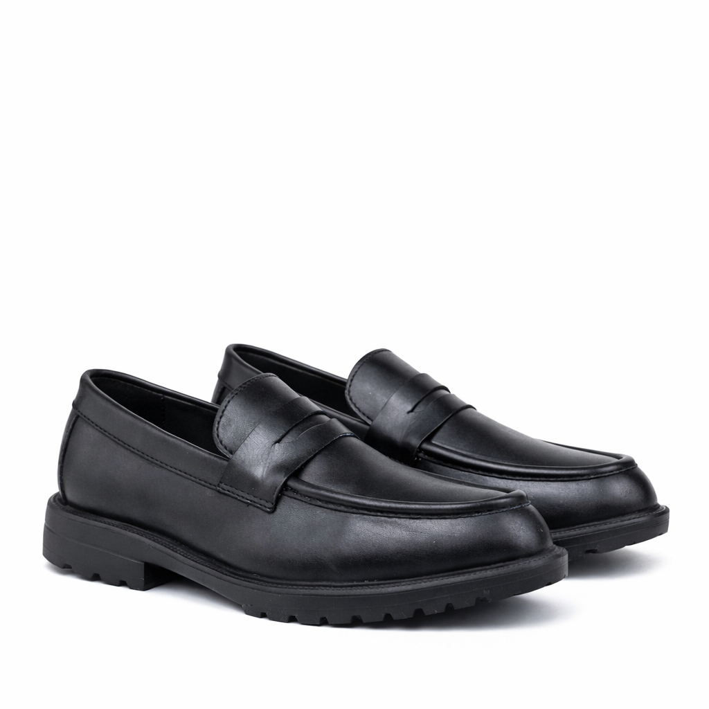045 Chaussures Homme Mocassins sports en cuir noir