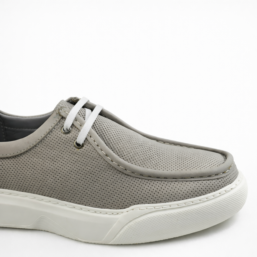 08 Mocassin Richelieu homme en cuir gris