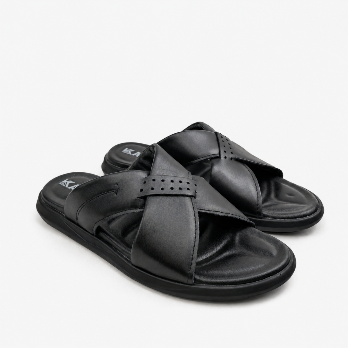 050 sandale confort en cuir homme noir