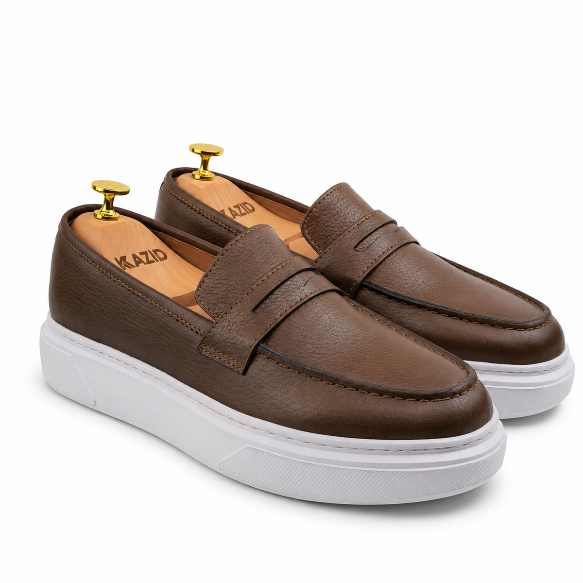 054 chaussure homme confort en cuir marron caramel