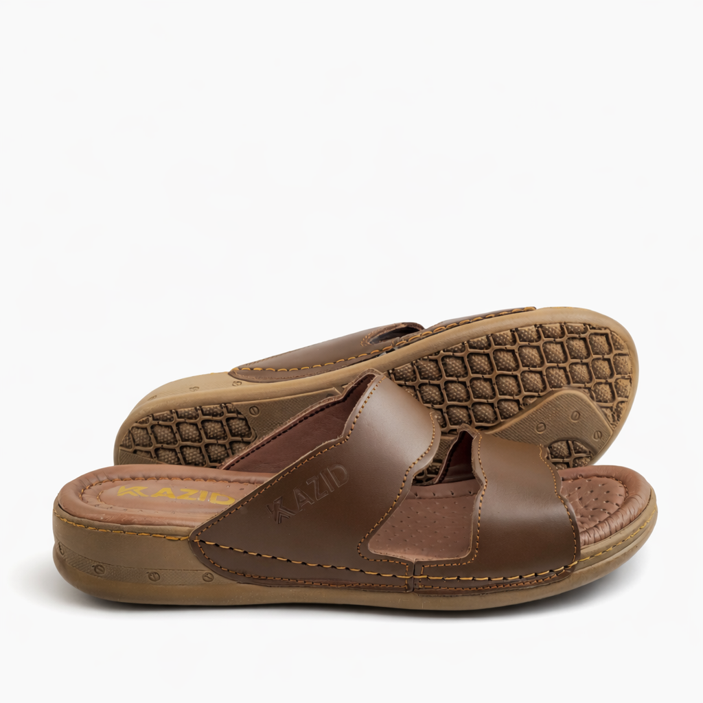 047 sandale médical en cuir femme marron tabac