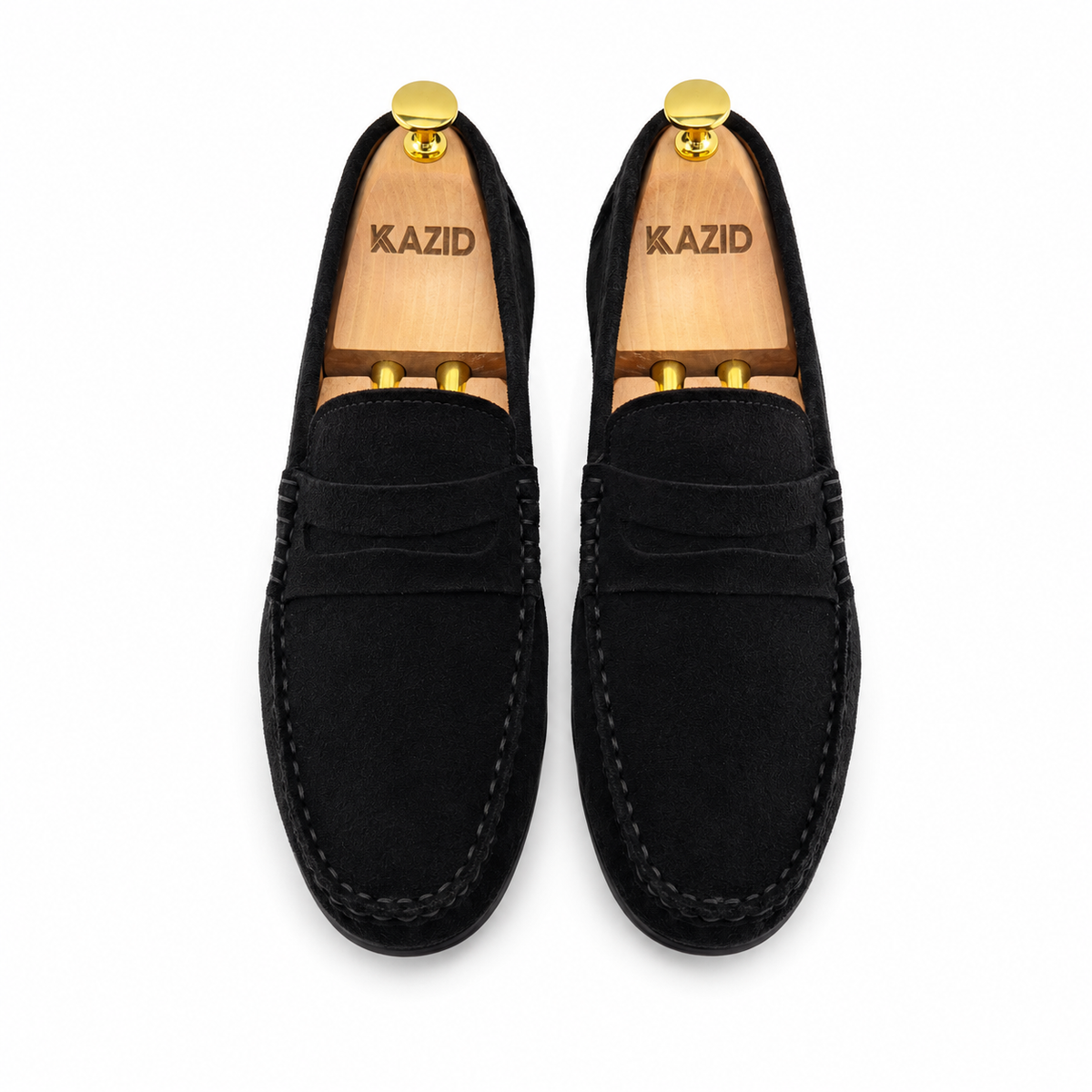 046 Chaussures Homme Mocassins sports en cuir noir daim