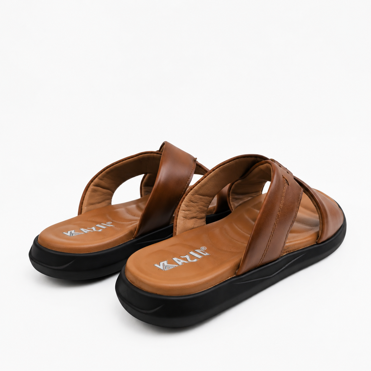 050 sandale confort en cuir homme marron tabac