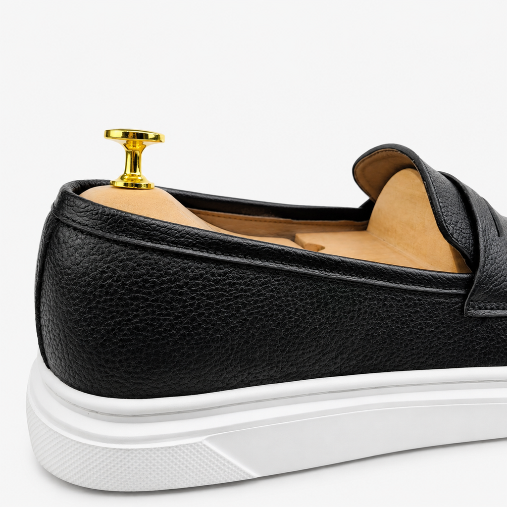 054 chaussure homme confort en cuir noir/bc