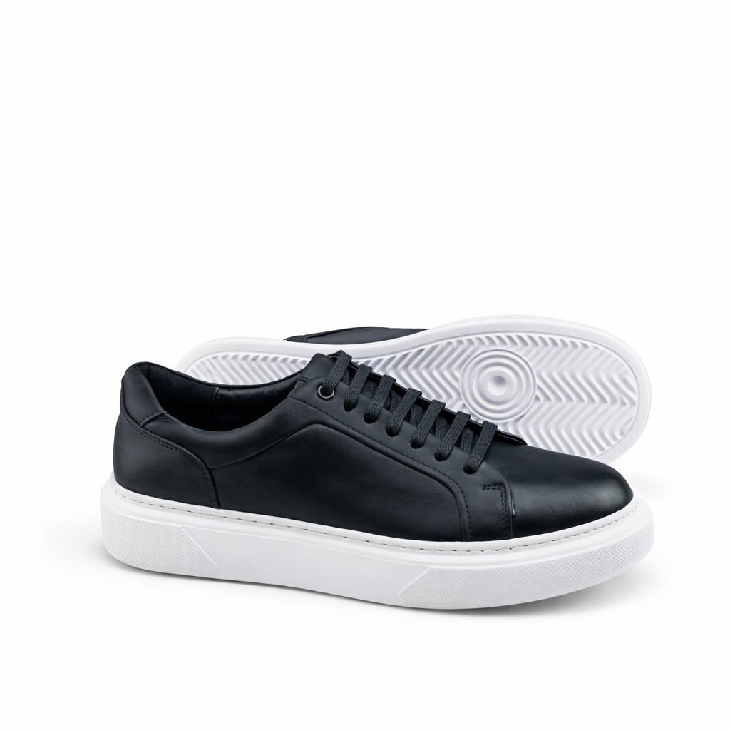 Sneaker Homme en Cuir Noir et Blanc 0224 | Lemusc.ma