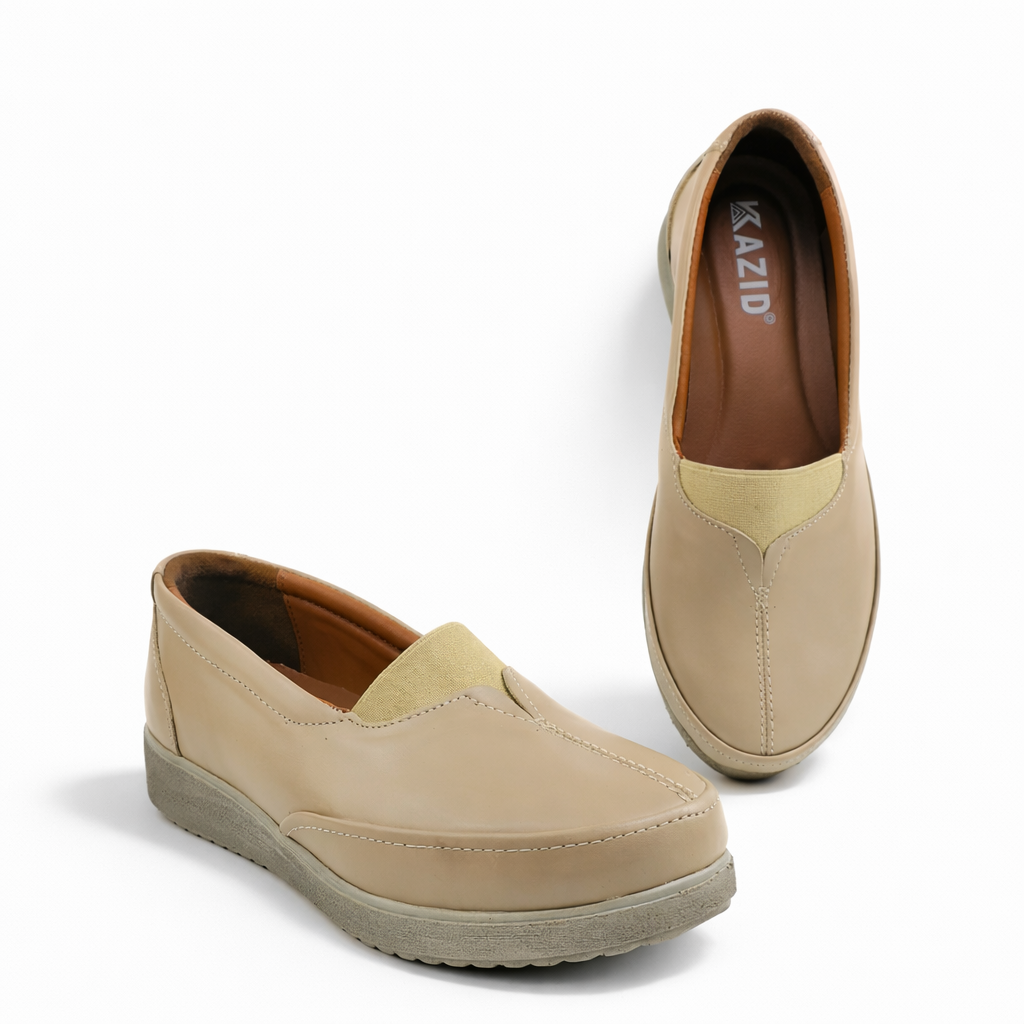 0148 chauusre en cuir biege femme