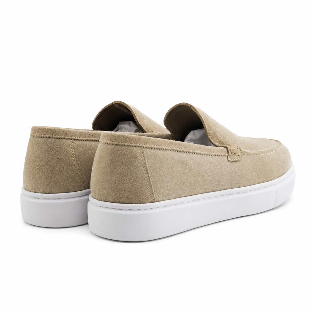 0109 Chaussures homme en cuir daim beige