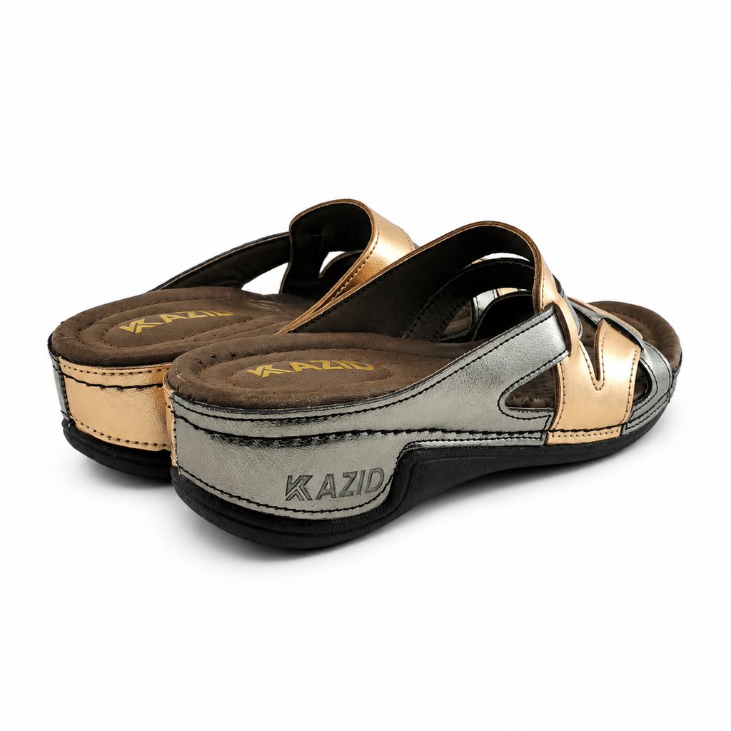 0621 sandale médical en cuir femme nickel