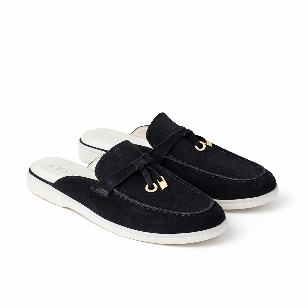0119 mule Femme en cuir daim noir