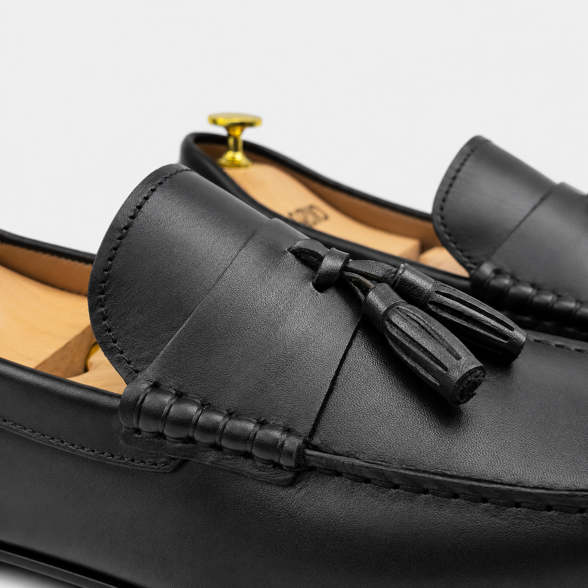 0114 Mocassins Homme en cuir noir