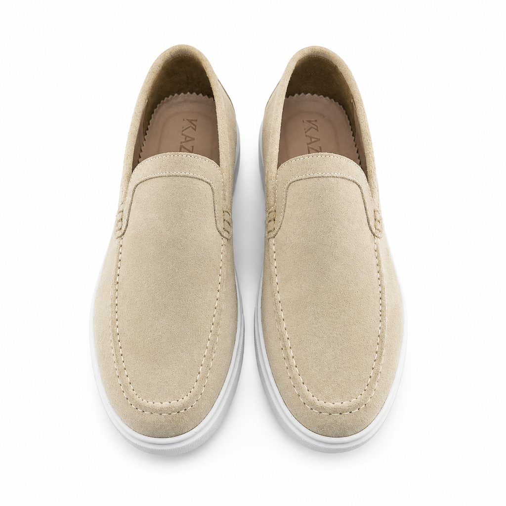 0109 Chaussures homme en cuir daim beige