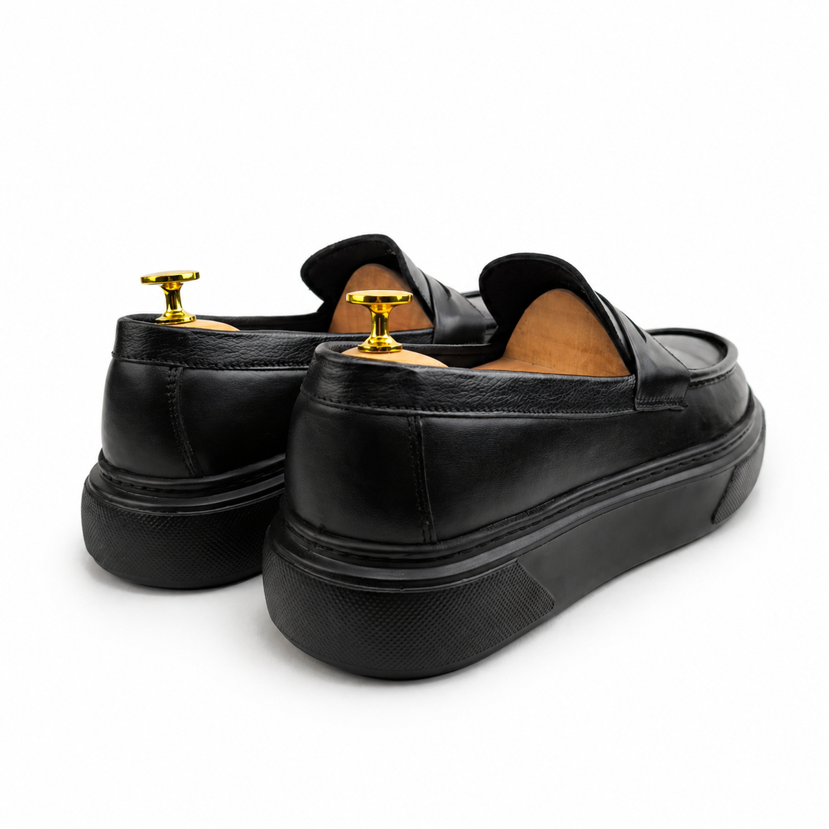 054 Chaussures Homme Mocassins sports en cuir noir