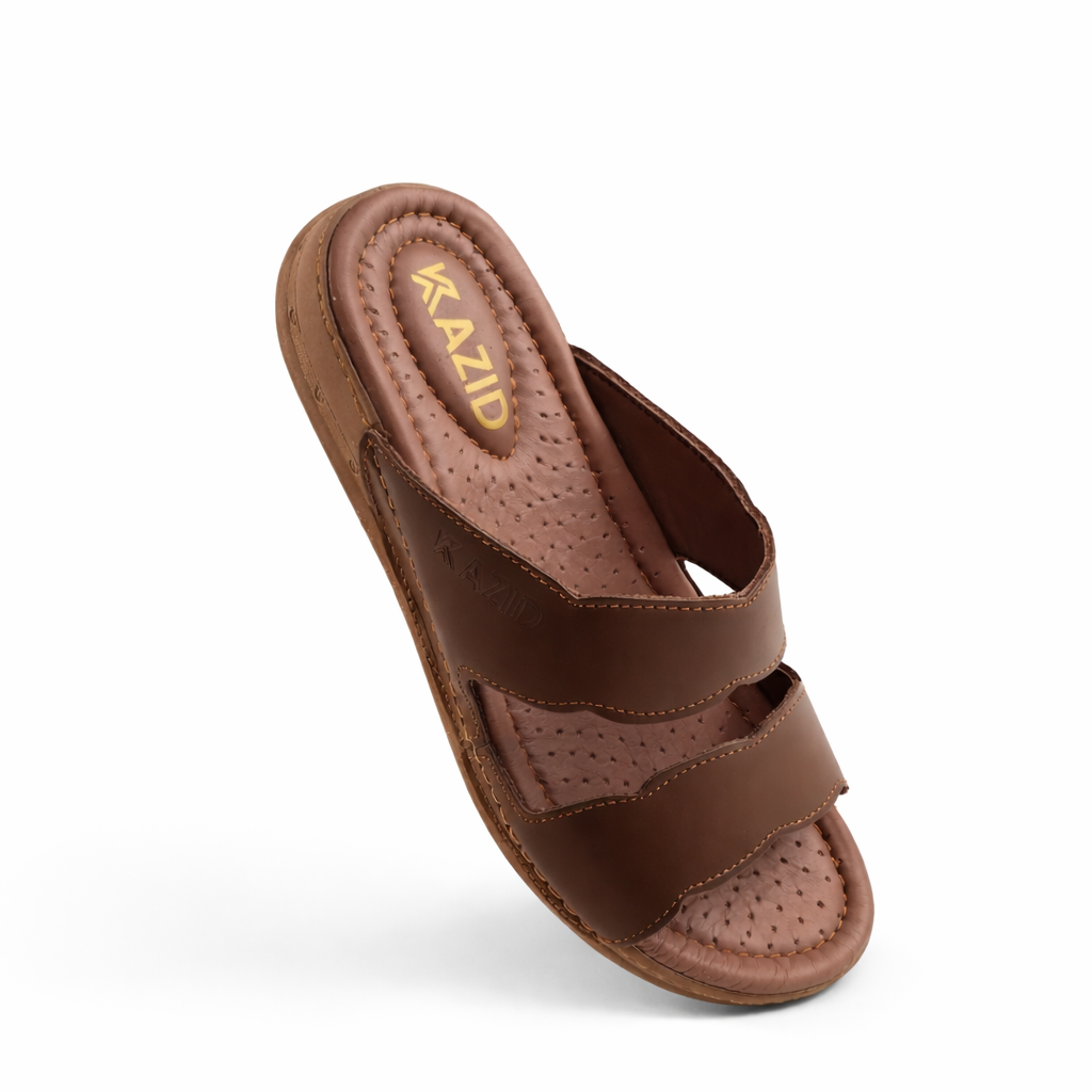 047 sandale médical en cuir femme marron tabac