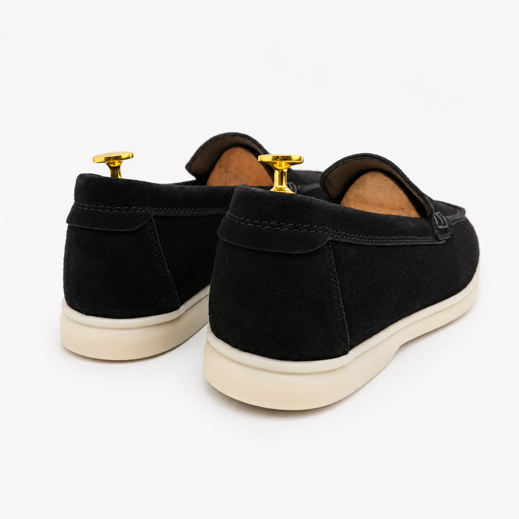 0110 Chaussures Homme Mocassins sports en cuir daim noir