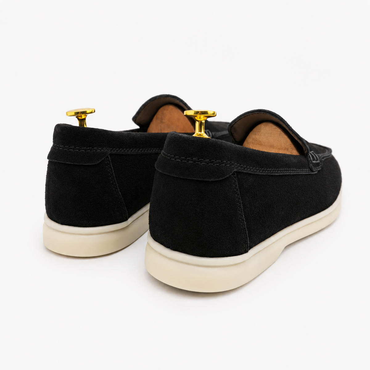 0110 Chaussures Homme Mocassins sports en cuir daim noir