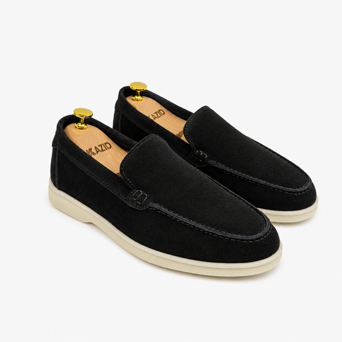 0110 Chaussures Homme Mocassins sports en cuir daim noir