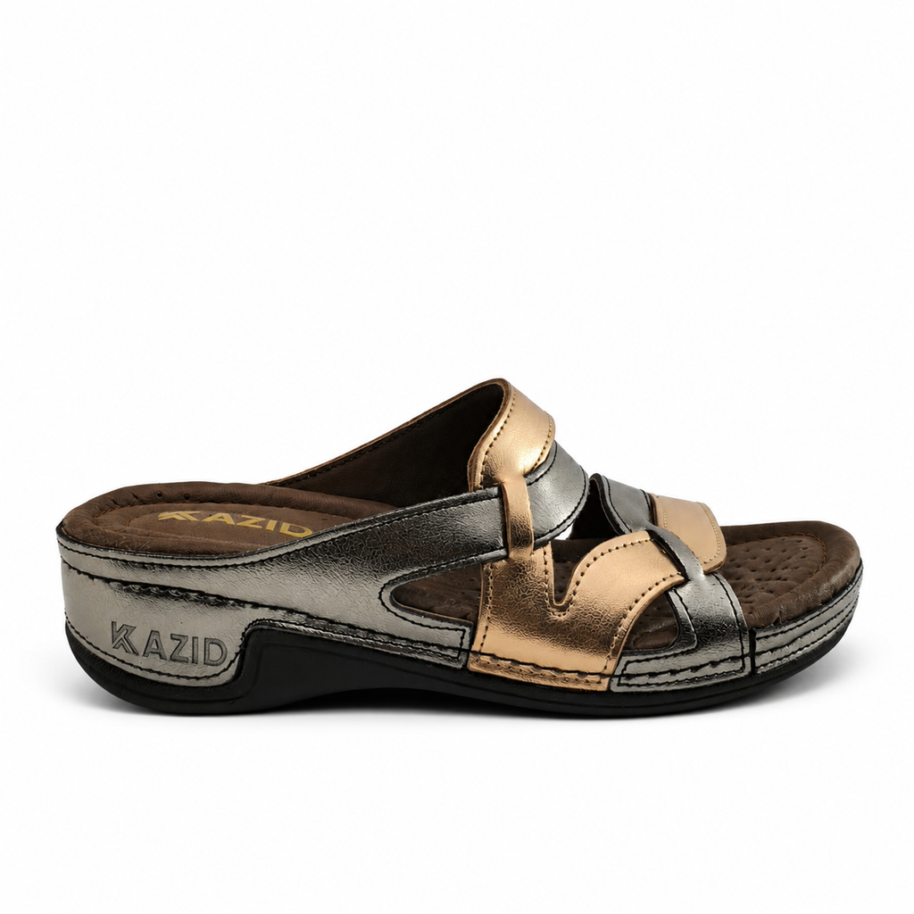 0621 sandale médical en cuir femme nickel