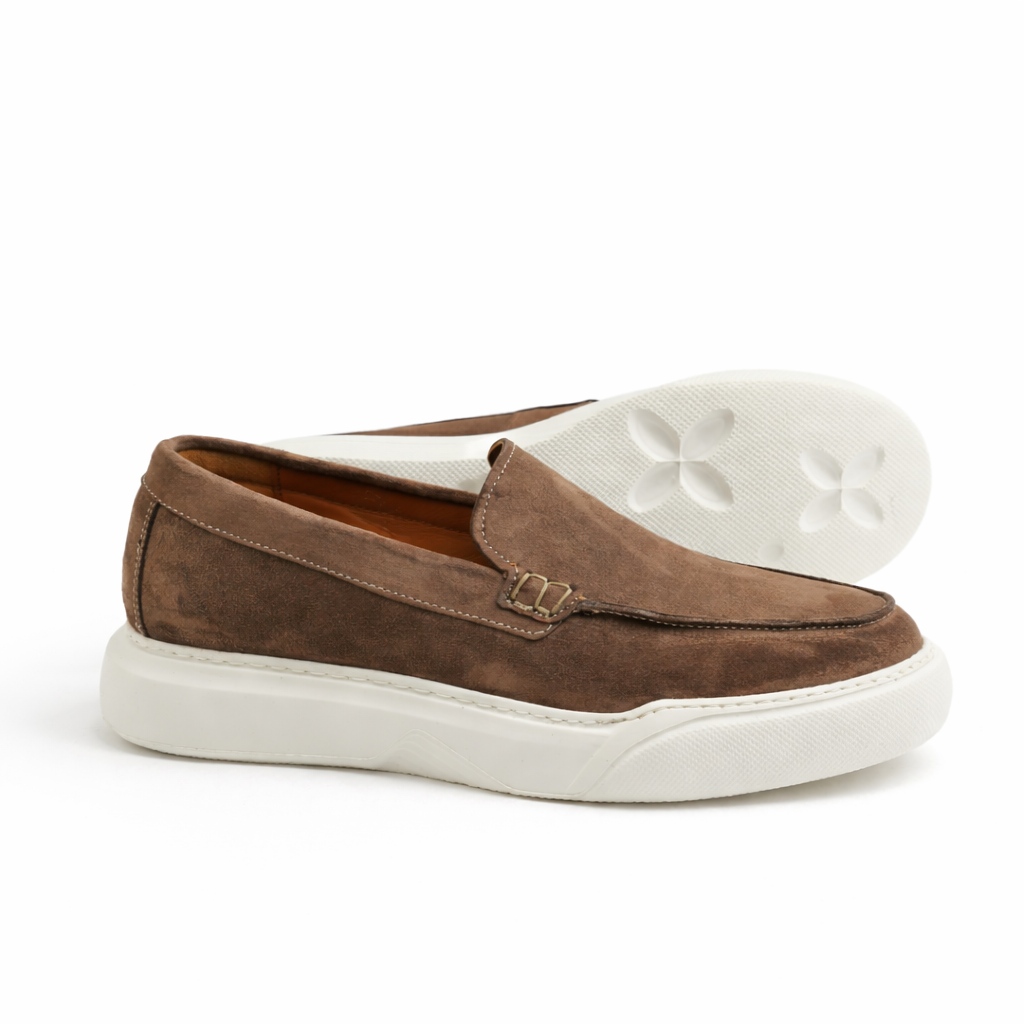 0147 chaussure mocassin  homme en cuir gris