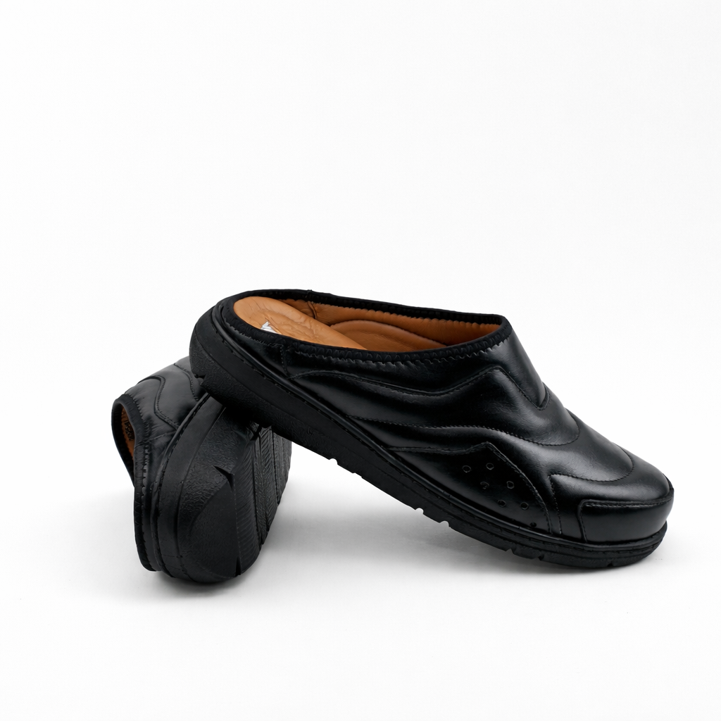 0201 SABOT homme EN CUIR MEDICAL NOIR