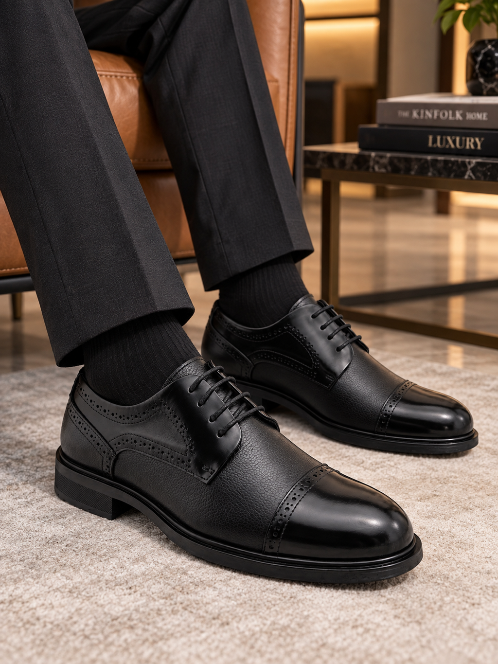 022 chaussure Richelieu homme en cuir noir