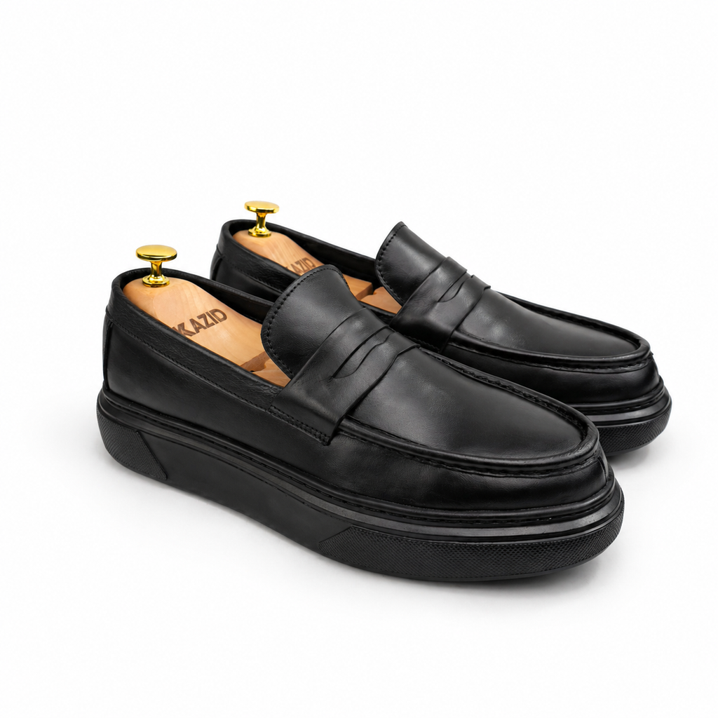 054 Chaussures Homme Mocassins sports en cuir noir