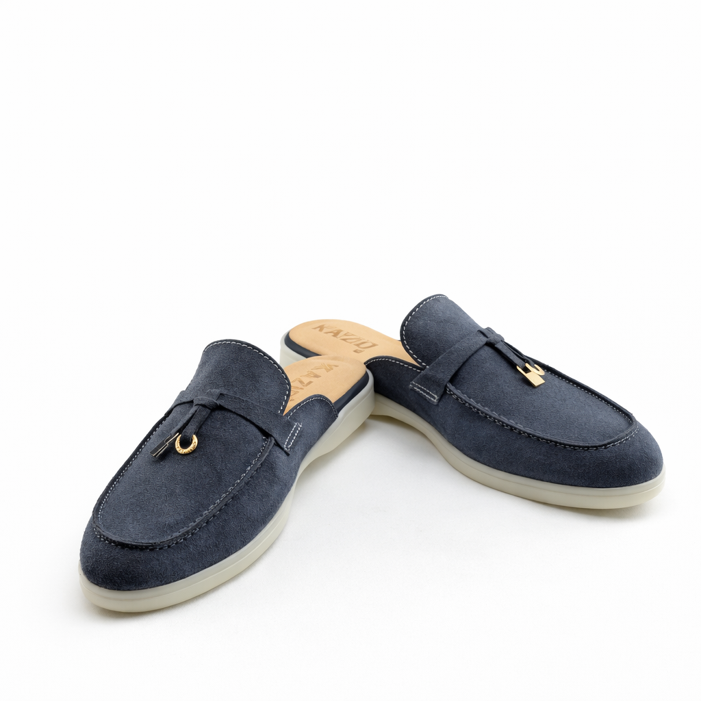 Mule Femme en Cuir Daim Gris 0119 | Lemusc.ma