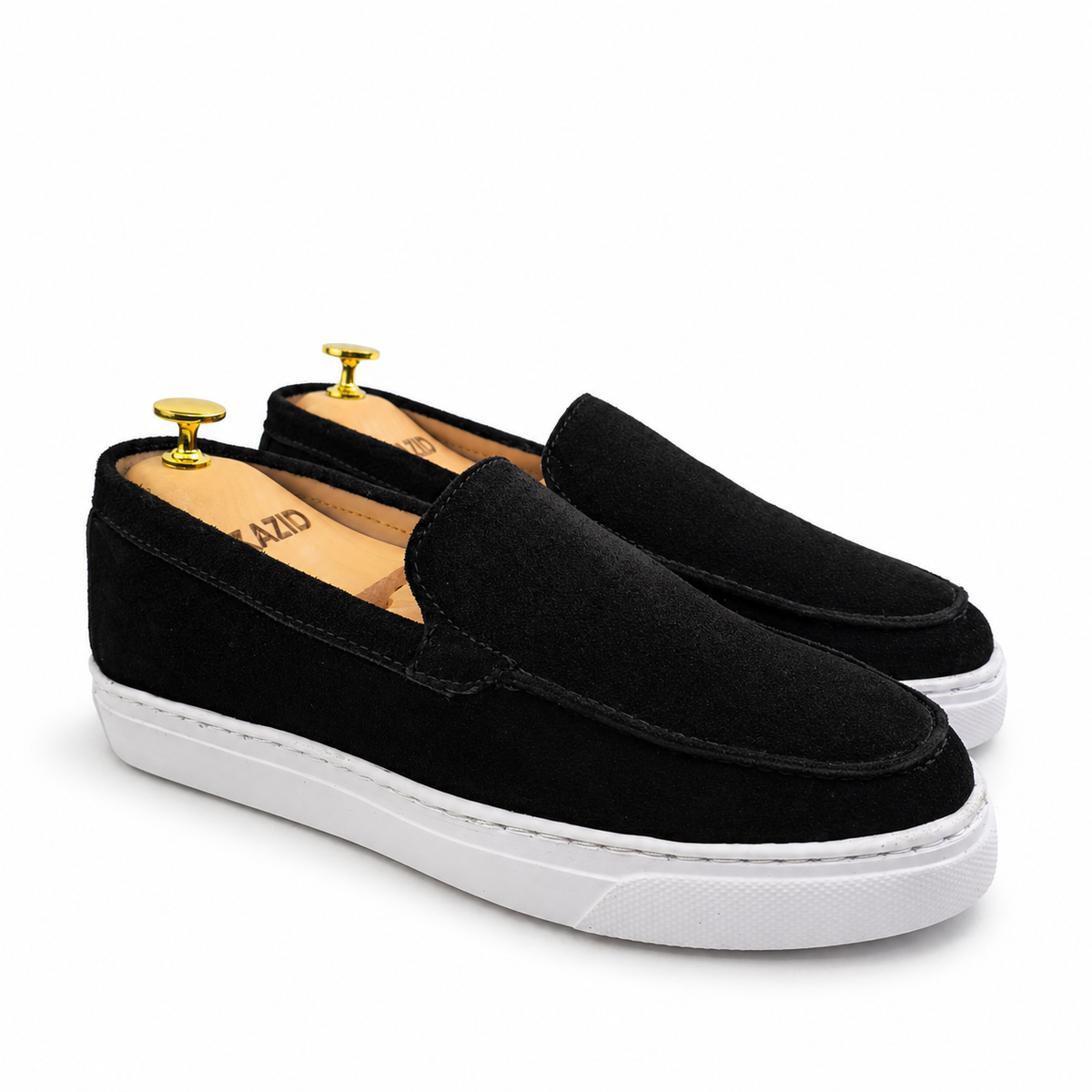 0108 Chaussures Homme Mocassins sports en cuir daim noir