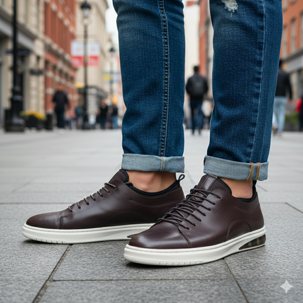 0171 Chaussure Sneaker Homme en cuir  marron