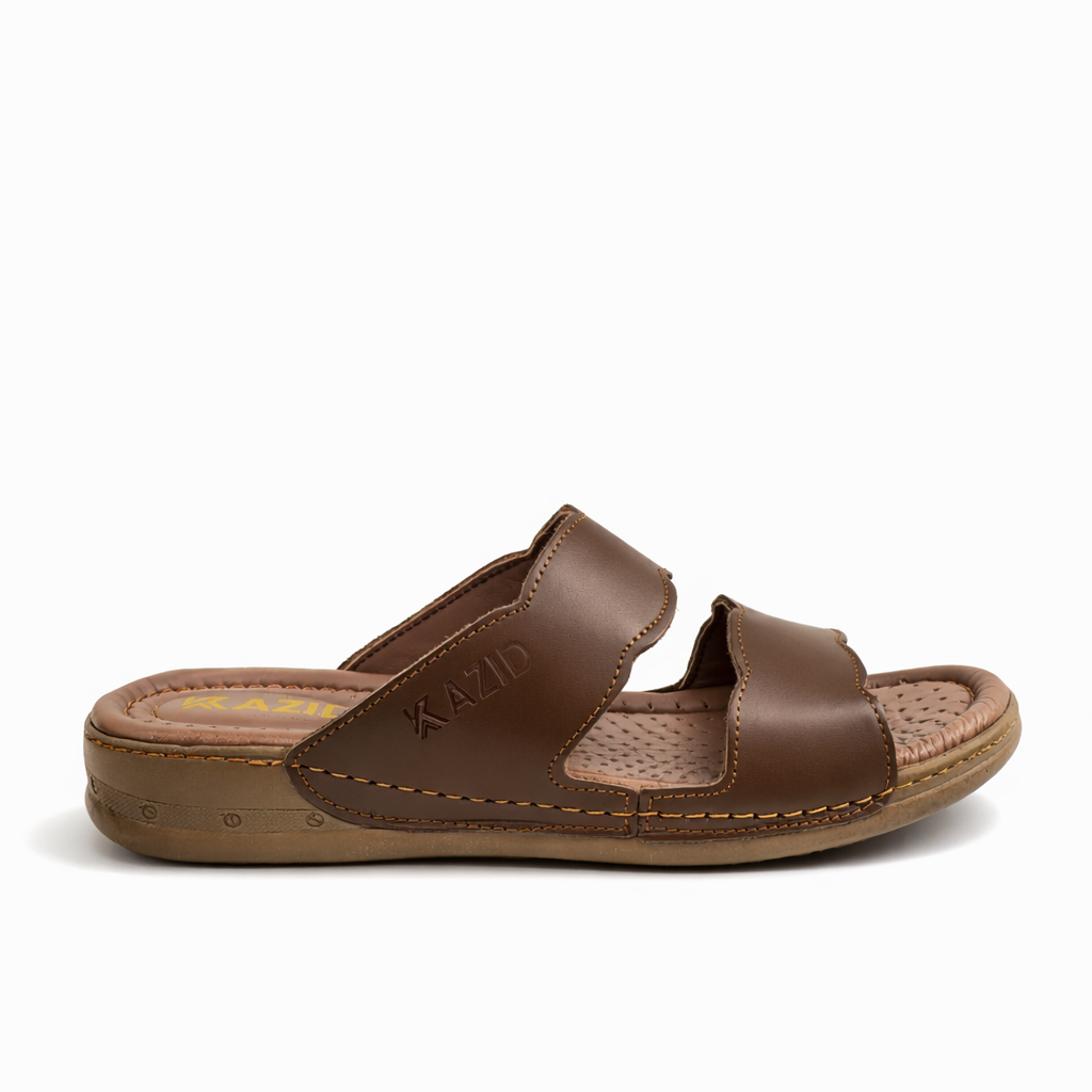 047 sandale médical en cuir femme marron tabac