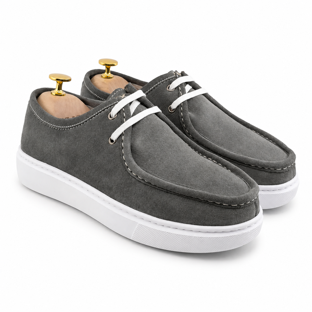 071 Chaussures Homme  en cuir daim gris