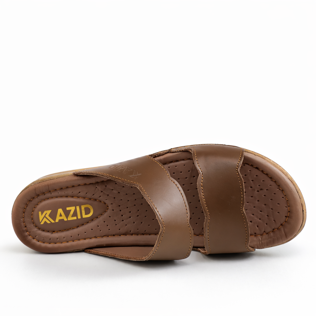 047 sandale médical en cuir femme marron tabac