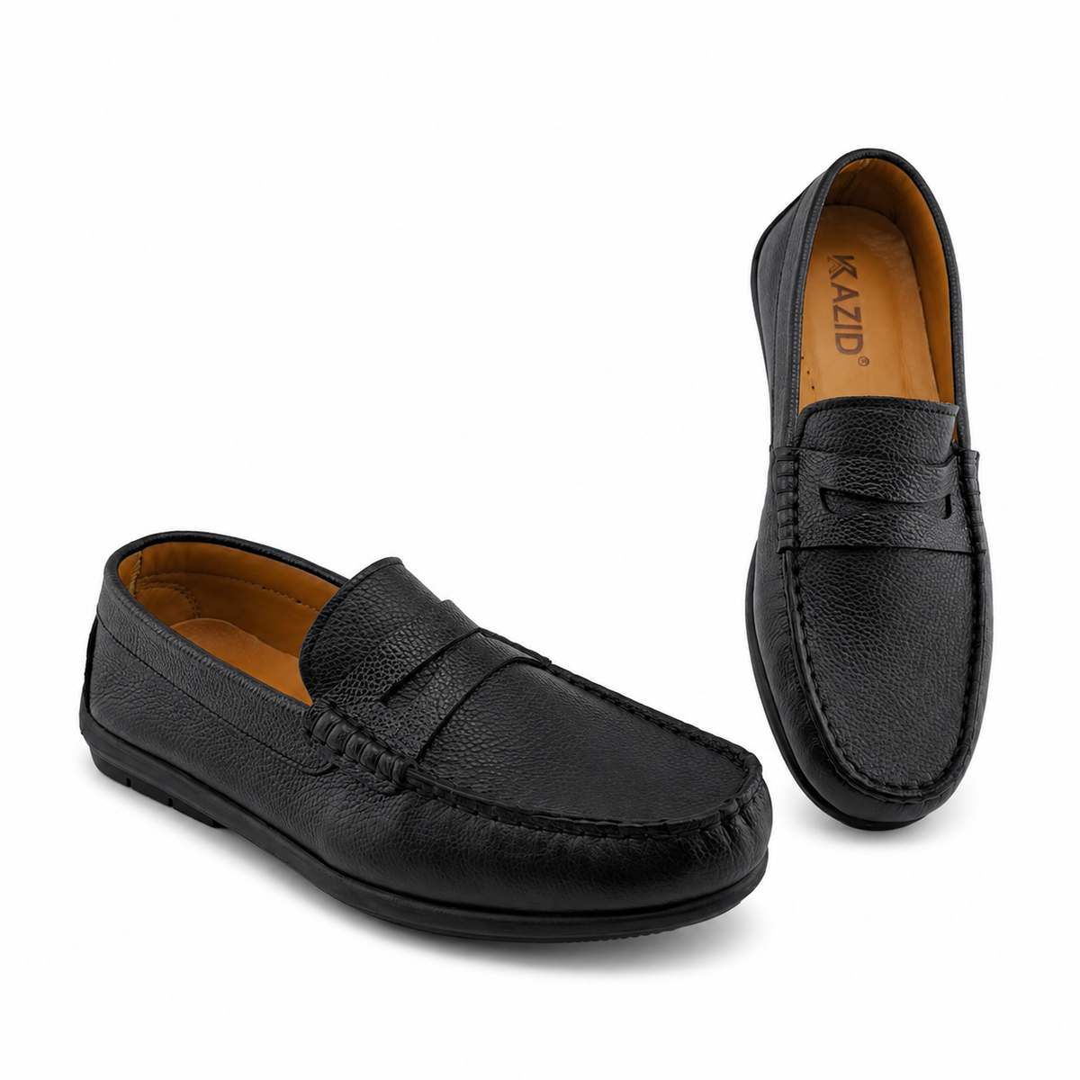 046 Chaussures Homme Mocassins sports en cuir noir