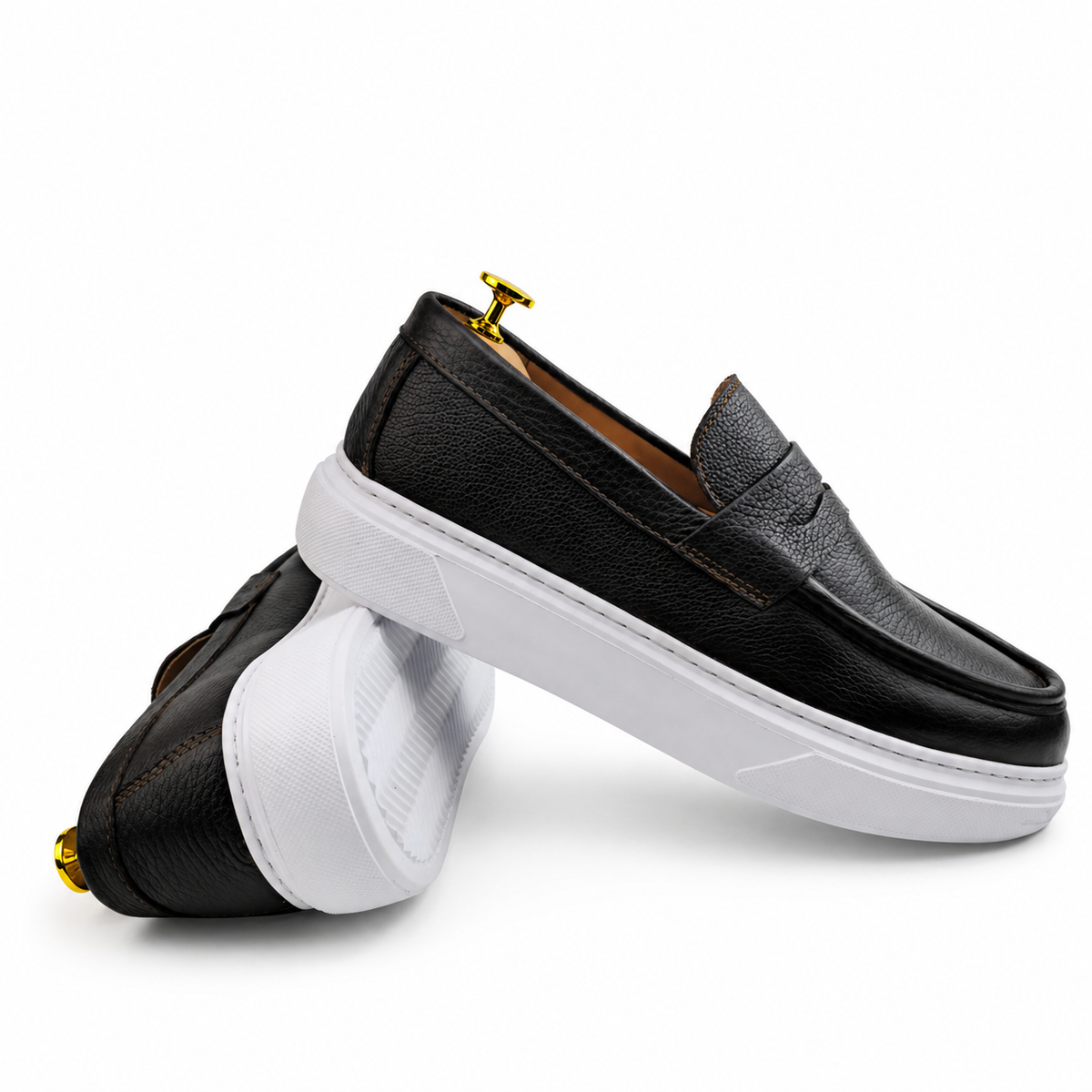 054 Chaussures Homme Mocassins sports en cuir  marron